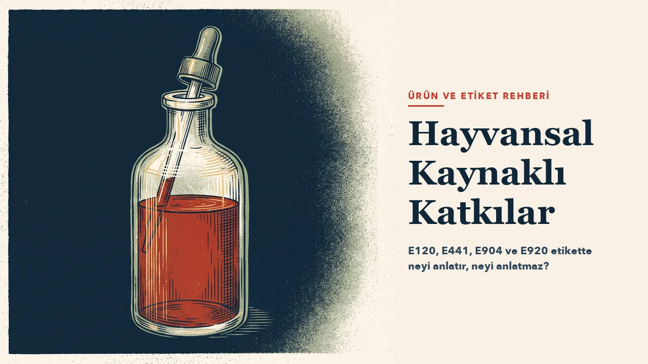 Koyu lacivert zemin üzerinde, damlalıklı ve etiketsiz bir aktar şişesi; içinde koyu kırmızı sıvı. Oyma baskı üslubunda çizim; sağ yarıda başlık için boş alan.