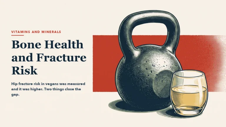 A cast-iron kettlebell beside a glass tumbler of pale liquid, with a wide red band behind. Engraving-style illustration with the left half left empty for the article headline.