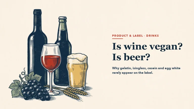 An unlabelled wine bottle and beer bottle with a glass of red wine and a glass of beer in front, beside a bunch of grapes and ears of barley