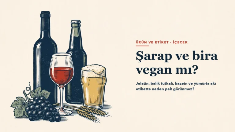 Etiketsiz bir şarap şişesi ve bira şişesi, önlerinde bir kadeh kırmızı şarap ve köpüklü bir bardak bira; yanlarında üzüm salkımı ve arpa başakları